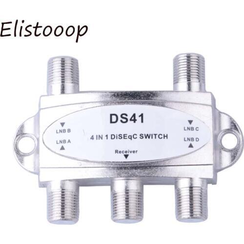 Elistooop TV DiSEqC Switch 4x1 DiSEqC Switch satellite antenna flat LNB Switch for TV Receiver