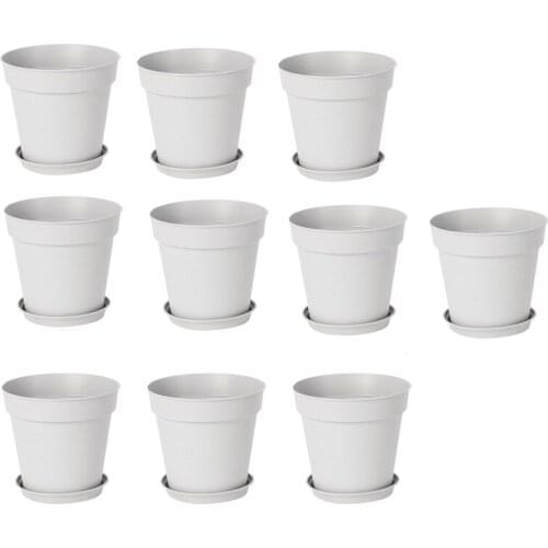 Pots for Plants, 10 Pack Plastic Planters with Multiple Drainage Holes and Tray for All Home Garden Flowers Succulents