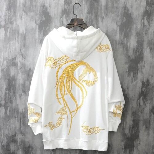 Chinese Style Embroidered Hoodies Sweatshirts Harajuku Streetwear Fleece Autumn Mens Casual Hooded Sweatshirts For Women CS534