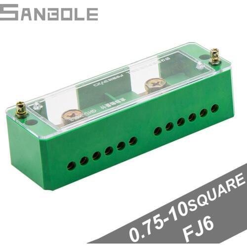Two In Twelve Out Green Wire Part Line Box Fj6 Connection Terminal Box Dual Row Household Single phase
