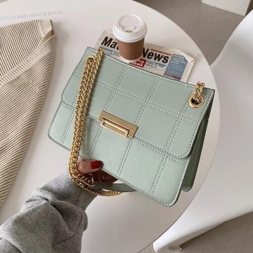 Lattice Square Crossbody Bag 2021 Summer New High-quality PU Leather Womens Designer Greeb Handbag Shoulder Messenger Bag