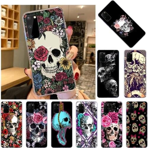 Luxury Retro Style Flower Skull Soft TPU Silicone phone case for Samsung Galaxy S20 Ultra S10+ S10E S9 S8 S7 A6 A7 A8 2018 A9Pro