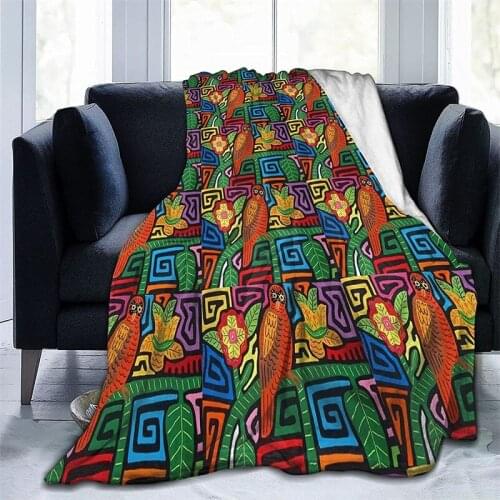 Mola De Navajo Cubre Camara Green Throw Blanket 3D Print On Demand Sherpa Super Comfortable For Sofa Thin Quilt