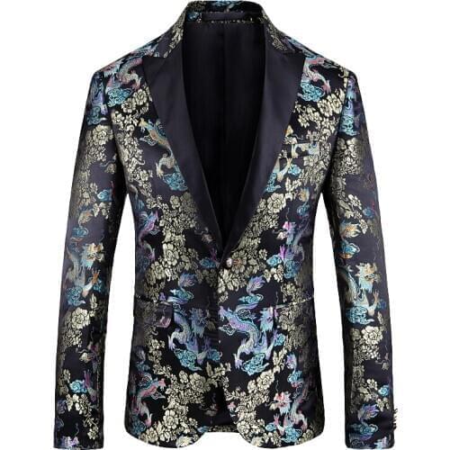 Autumn/winter 2021 European New and American mens wear Vintage long-sleeved dragon jacquard Fashionable suit jacket