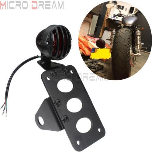 Custom Motorcycle Fender Eliminator Rear LED Tail Light with Metal License Plate Bracket For Triumph Harley Retro Chopper Racer