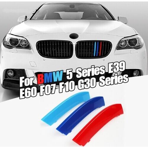 Dropship 3pcs Car 3D M Styling Front Grille Trim Bumper Cover Strip Strips Stickers Cover for BMW 5 Series GT F10 2011-2013