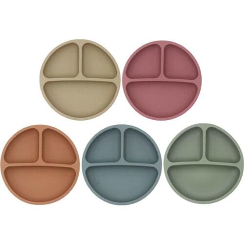 Baby Safety Silicone Dinner Plate Cute Cartoon Plate Suction Cup Baby Food Supplement Grid Plate Child Feeding Tableware