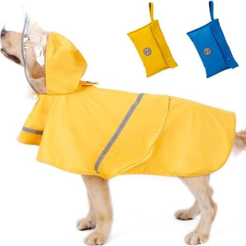 Reflective Tape Dog Raincoat Large Small Pet Coat Pet Clothes Dog Raincoat Teddy Bear Dog RainCoat Puppy Raincoat XS-XXXL