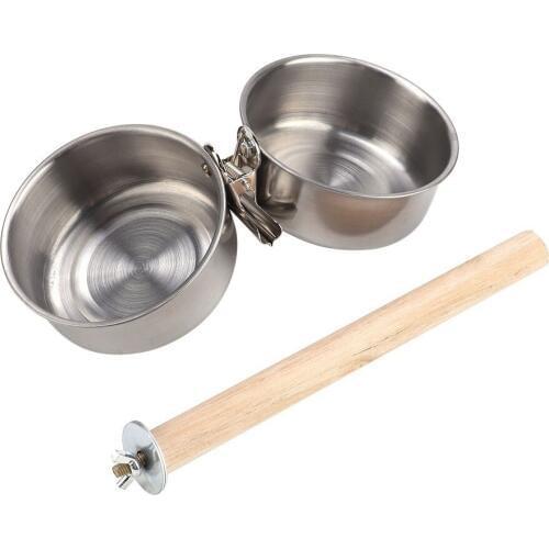 LHXMAS PET PRODUCT PARROT FEEDER Bird Supplies Parrot Station Bar Stainless Steel Clip Cup Large Feeder Box