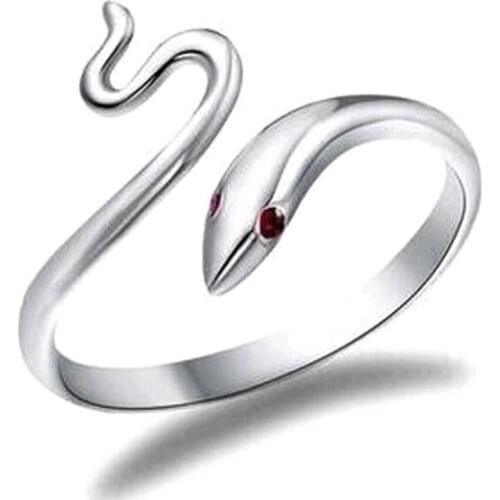 Bohemian All-match Small Silver Open Snake Ring Temperament Personality Woman Jewelry Party Commemorative Gift