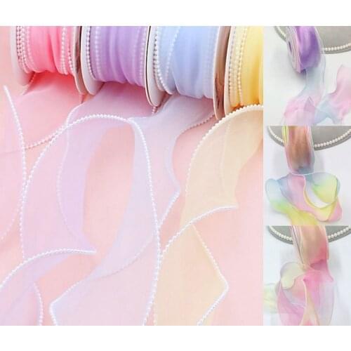 6cm /6.5cm Colorful Tulle Ribbon 5 yards DIY Handmade Material Gradient Tiaras Bow Knot Clothing Footwear Hat Accessories