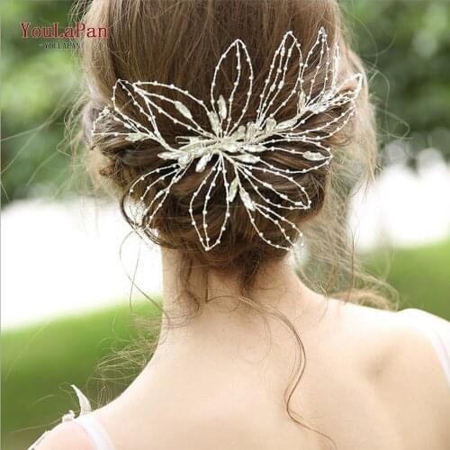 YouLaPan HP255 Hollow Leaf Pearl Hair Clip Lightweight Wedding Accessory Women Bride Headpiece for Wedding Simple Bridal Jewelry