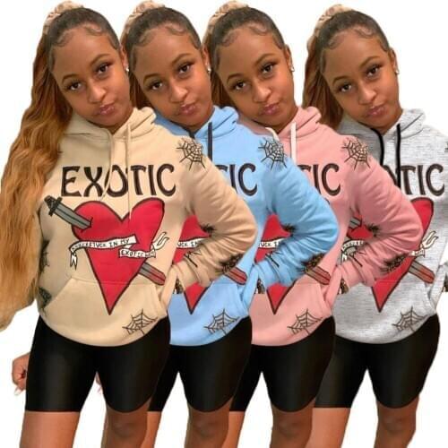Echoine Cute Cartoon Letter Print Hooded Women Fashion Casual Oversize Hoodies with Pocket Clubwear Sweatshirt Top