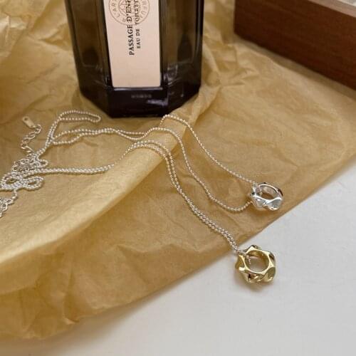 SHANICE Real 925 Sterling Silver Heavy industry oval irregular necklace simple niche chic personality pendant necklace Hot New