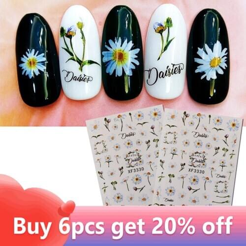 1 Sheet Nail Stickers Daisy Series Summer Nail Polish Manicure Gel Accessories Women Nail Art Tips Decoration