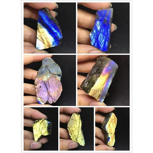 1pcs Natural Reiki Stones Healing Crystals Natural Stone Carving Labradorite Plate Rough for Christmas home decoration