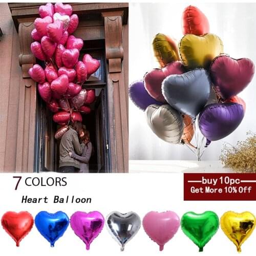 10pcs 10 Inch Rose Gold Helium Foil Heart Shape Balloons For Wedding Decoration Happy Birthday Party Decorations Kids Ballon