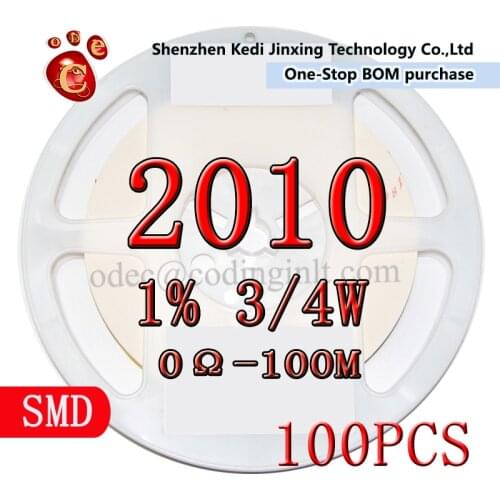 2010 SMD resistor 1% 3/4W Chip 100pcs/lot 0R~100M 10R 220R 330R 1K 1.5K 2.2K 3.3K 10K 22K 47K 100K 100K 220K 2K2 3K3 4K7 ohm