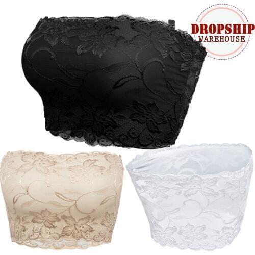 3pcs/set Tube Top Lace Women Intimates Bra Floral Sexy Women Bandeau Underwear Strapless Seamless Stretchy Chest Wrap Tube Tops