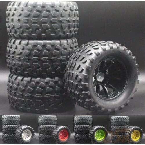 4pcs 5 colors RC Rubber Sponge Tires Tyre Wheel Rim HSP 1:10 Monster Bigfoot Truck 88040 HSP 94111 94108 94188