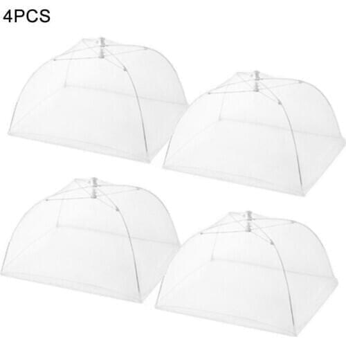 4 PCS Foldable Household Food Umbrella Washable Mesh Food Lid Picnic Barbecue Party Anti Fly Mosquito Net Tent Kitchen Gadgets