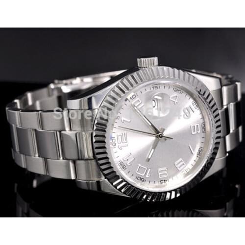 40MM parnis white dial vintage automatic movement mens watch P25