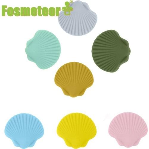 Fosmeteor Silicone Shell Teething Beads 5pcs Cartoon Silicone Teether Bead For Baby Rattle Nursing Necklace Handmade Accessories