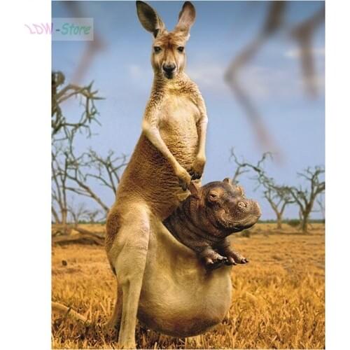 Hippo and kangaroo,Needlework 5d Diy Diamond Painting Cross Stitch,Diamond Embroidery Full Square/round Diamond Mosaic NEW253