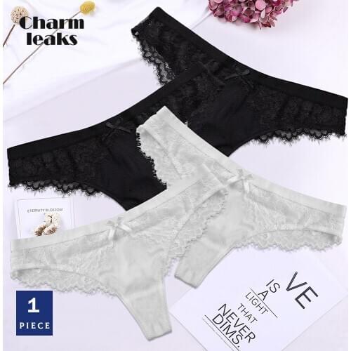 Charmleaks Womens Underwear 1 PCS Briefs Thong Lace Panties Tanga Basic Sexy Hispter