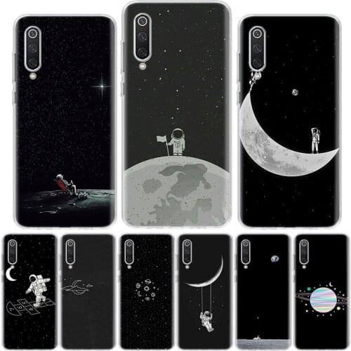 Space Moon Astronaut Phone Case For Xiaomi Note 10 Mi 8 9 10 10T 11 Ultra F1 F2 F3 Pro Lite X3 5X 6X A1 A2 A3 CC9E Cover