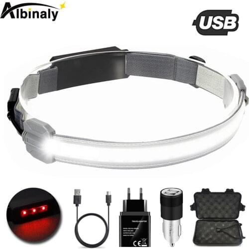 COB Headlamp Lightweight LED Headlight 3 Modes Fishing Headlight USB Rechargeable Camping Lantern Soft Lighting Portable Torch