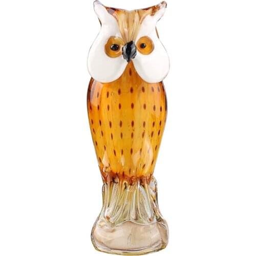 Art Glass Owl Decorative Figurine Hand Blown Murano Animal Sculpture Craft Decor Christmas Gift Home Office Ornament Collectible