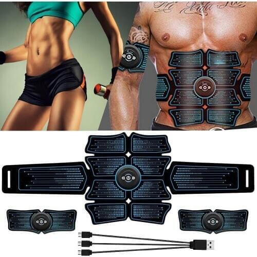 Home Gym EMS Abdominal Muscle Trainer Fitness Equipment Exercise Stimulator Device Machine Body Slimming Training USB Charging