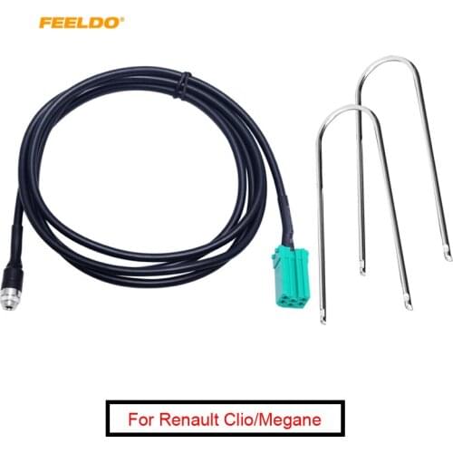 FEELDO 10Set Auto Mini ISO 6pin to 3.5MM Female Jack AUX Cable with Removal Keys for Renault OEM Radio Wire Adapter #AM5732