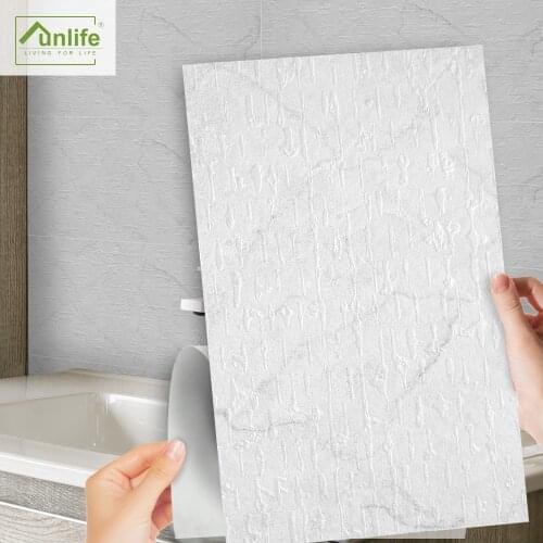 Funlife® 30X60cm White Embossing Floor Stickers Wallpaper Decorative Oil Proof DIY Tile Stickers for Bathroom Kitchen Backsplash