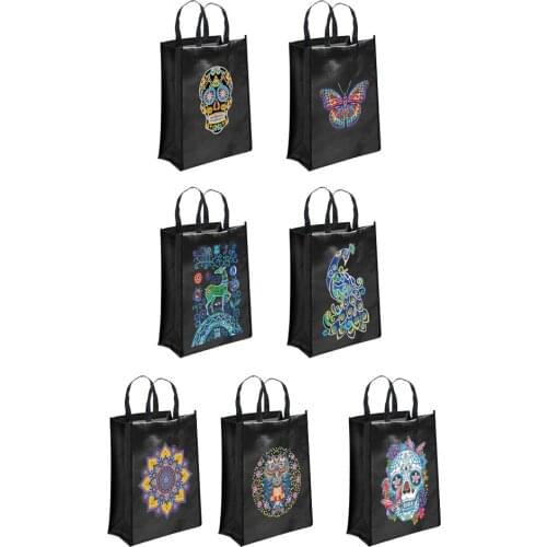Halloween Cartoon Animal Iron on Transfer Shoulder Bag Diamond Painting Kit for Luminous DIY Heat Press Eco Shopping Bags