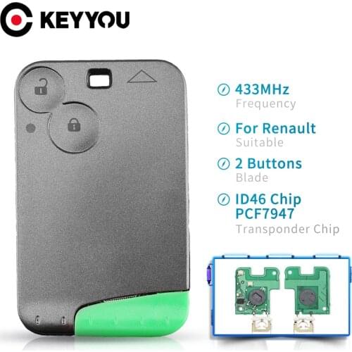 KEYYOU 5x For Renault Laguna Espace Remote Car Key Control Smart Card Key 433Mhz PCF7947 ID46 Transponder Chip 2 Buttons