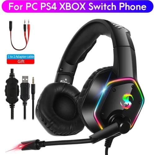Colourful Light Gaming Headset 7.1 Surround Sound Stereo Wired Headphones with HD Mic Noise Canceling Gamer Headphones Helmet
