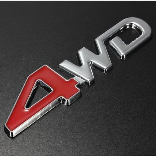 Metal Chrome Car 3D 4WD LOGO-red Displacement Emblem Badge Auto Motor Sticker Perfect Decoration For Your Car