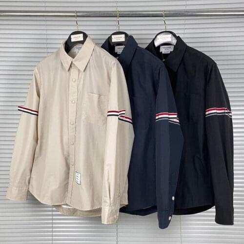 2021 Fashion TB THOM Brand Jacket Men Denim Cardigans Clothing Spring Autumn Shirts Turn-Down Collar Striped Casual Coat