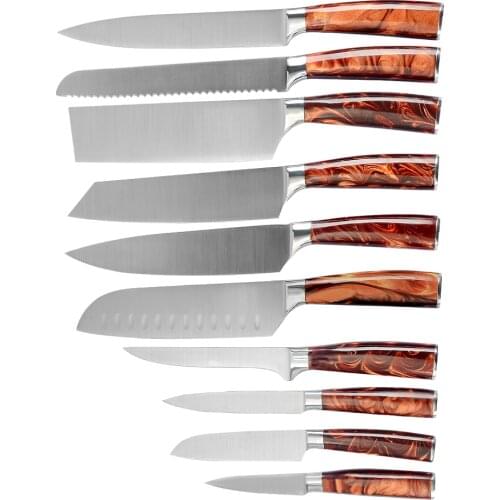 10pcs Japanese Style Stainless Steel Kitchen Knives Set Resin handle Cooking Knife Kitchen Steak Meat Fish Filleting Chef Slicer