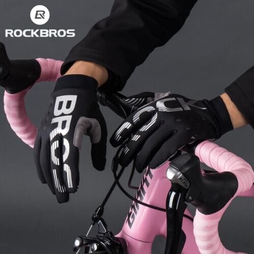 ROCKBROS Cycling Gloves Shockproof Wear Resistant SBR Men Women Full Finger Windproof Gloves Breathable Lengthen Warm MTB Glove