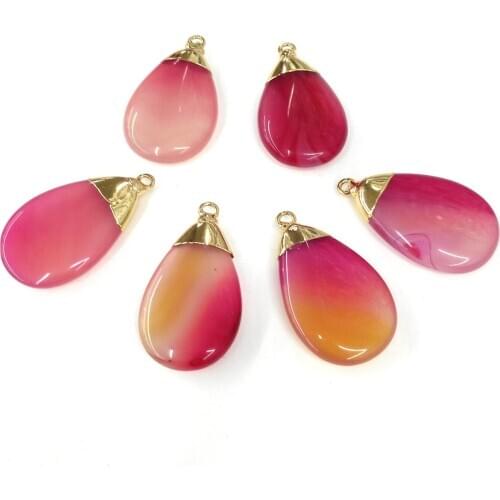 Natural Stone Red Agates Pendant Water Drop Shape Pendants for Jewelry Making Charm DIY Necklace Accessories Size 20x34mm