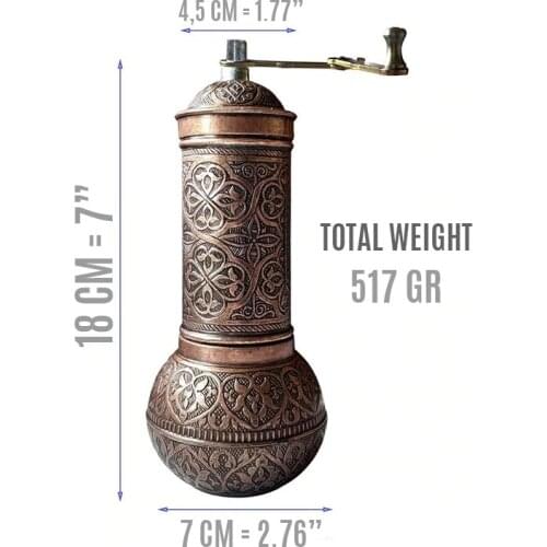 Made In TURKEY Manual Pepper Salt Mill Spice Coffee Grinder Burr Coffee Grinder for Aeropress, Espresso, English Brew