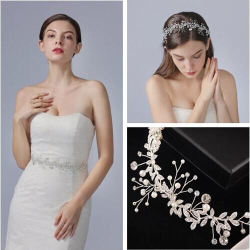 ZMSH233-S Silver Diamond Crystal Wedding Belt Rhinestone Formal Dress Alloy Leaves Bridal Womens Belts Fashion Evening Dresses