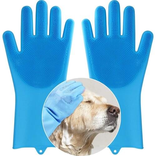 Rubber pet shower brush environmentally friendly silicone magic massage pet grooming cleaning gloves dog cat pet supplies