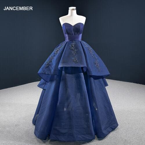 RSM67161 Purple Tube Top Applique Print Pattern Design Banquet Evening Dress 2021 Metal Sequins Backless Gown