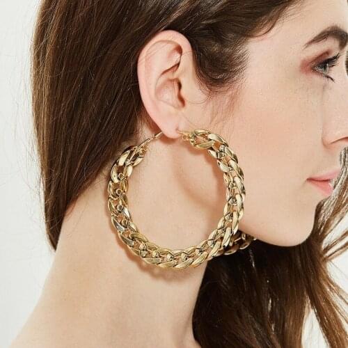 Trendy Big Alloy Hoop Earrings for Women 2020 Gold Circle Round Metal Hoop Eearrings Fashion Jewelry Wholesale Hot Sale
