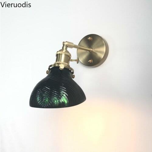 Nordic Glass Wall Lamp Stair Wall Sconce Bedside Aisle Background Wall Mirror Front Lights Personality Retro Brass Art Lighting