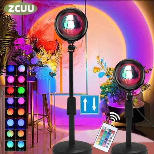 Sunset Projection Lamp Rainbow Atmosphere Led Night Light Sunset Light For Home Bedroom Room Background Wall Tiktok Table Lamp